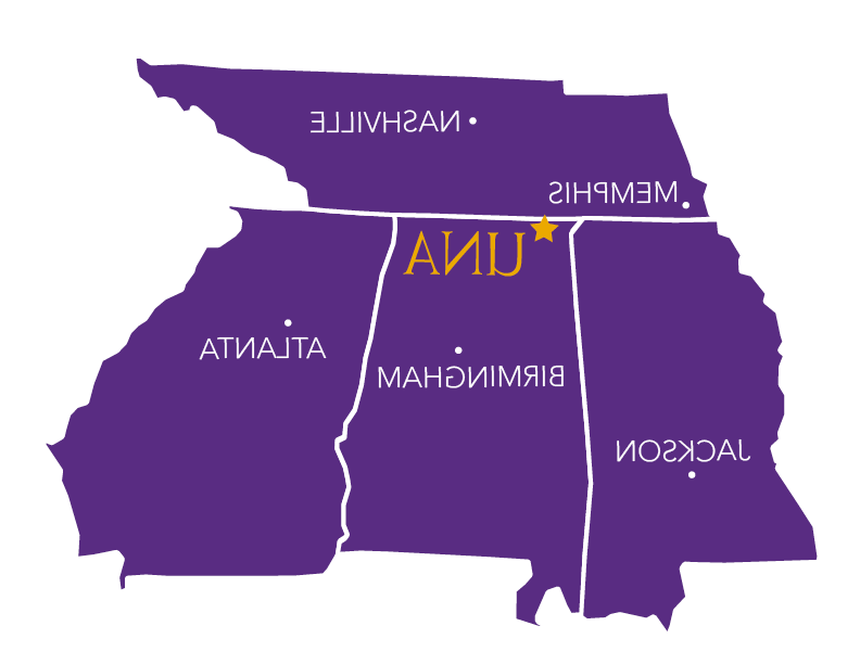 Map of 大学 of North Alabama Campus